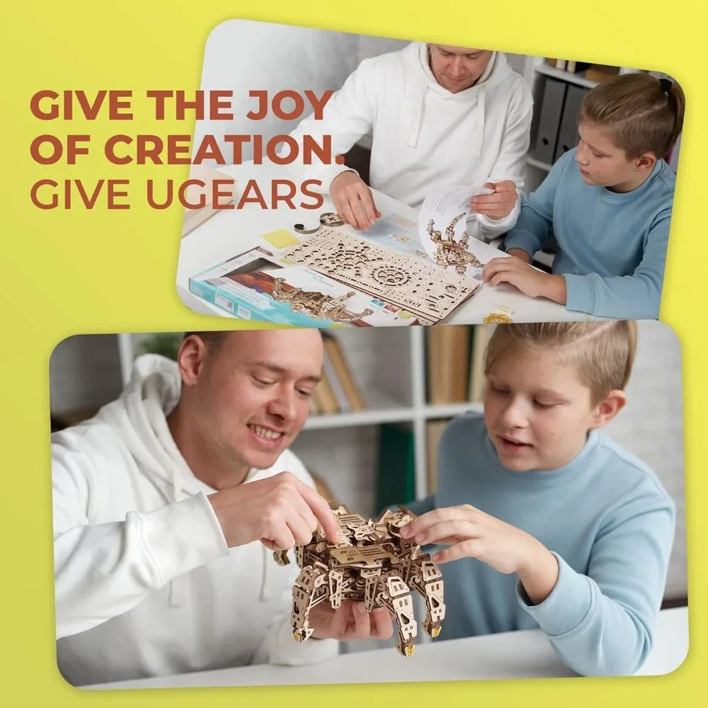 NEW Ugears Hexapod Wooden 3D Puzzle Walking Robot Model Kits Spider Gift